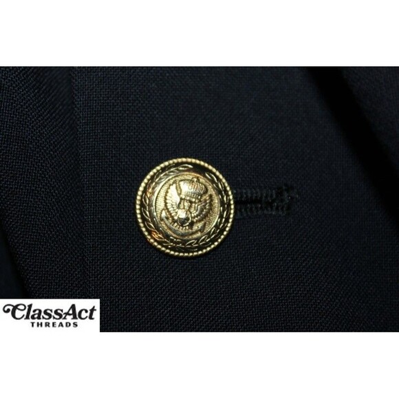 Vtg Jos A Bank Navy Blue Gold 2 Button Wool Blazer Suit Jacket Sport Coat 44L - Picture 7 of 9